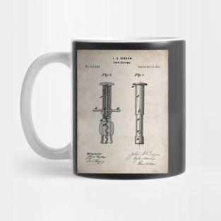 Corkscrew Patent - Wine Lover Home Kitchen Art - Antique Mug